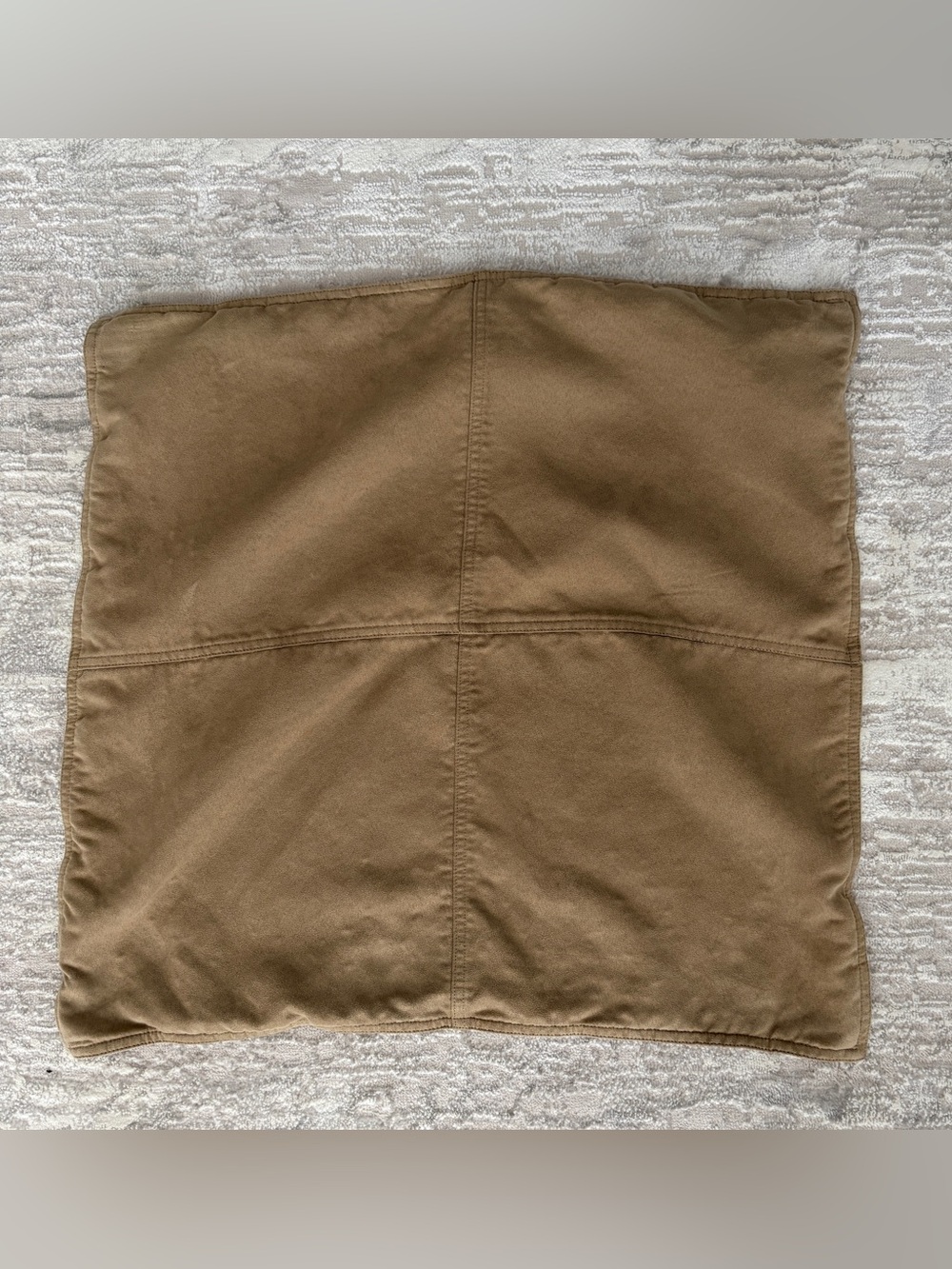 Pottery Barn Khaki Brown Polyester Chino Pillow Cover 100% Linen on Reverse